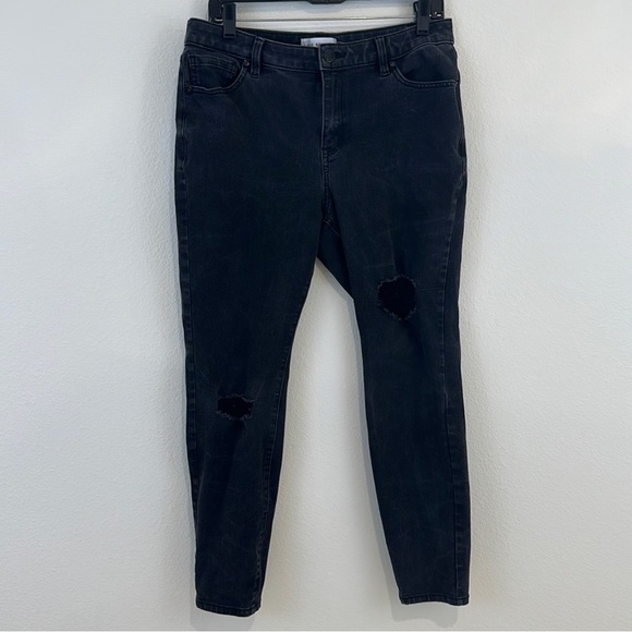 Lane Bryant Denim - Lane Bryant Black Distressed High Rise Skinny Jeans